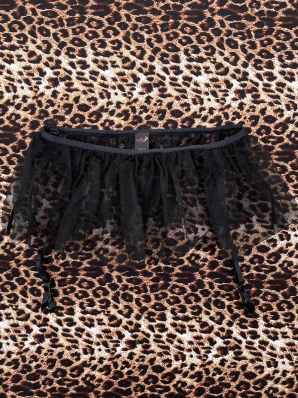 black mesh garter belt micro skirt